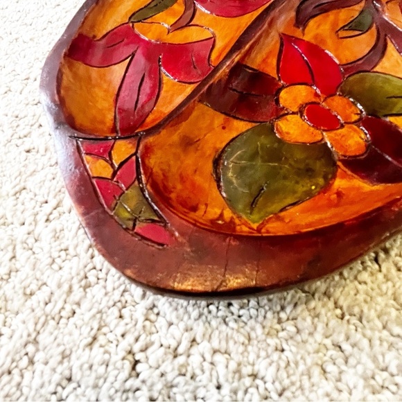 Vintage Mid Century Wooden Serving Tray Platter Boho Exotic Wood Divided Carved - Picture 6 of 15